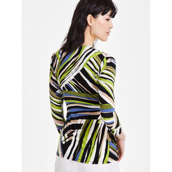 Anne Klein 3X Faux Wrap Top Multicolor Leaf Print Stretch Tunic NWT MSRP$79 - Picture 3 of 10